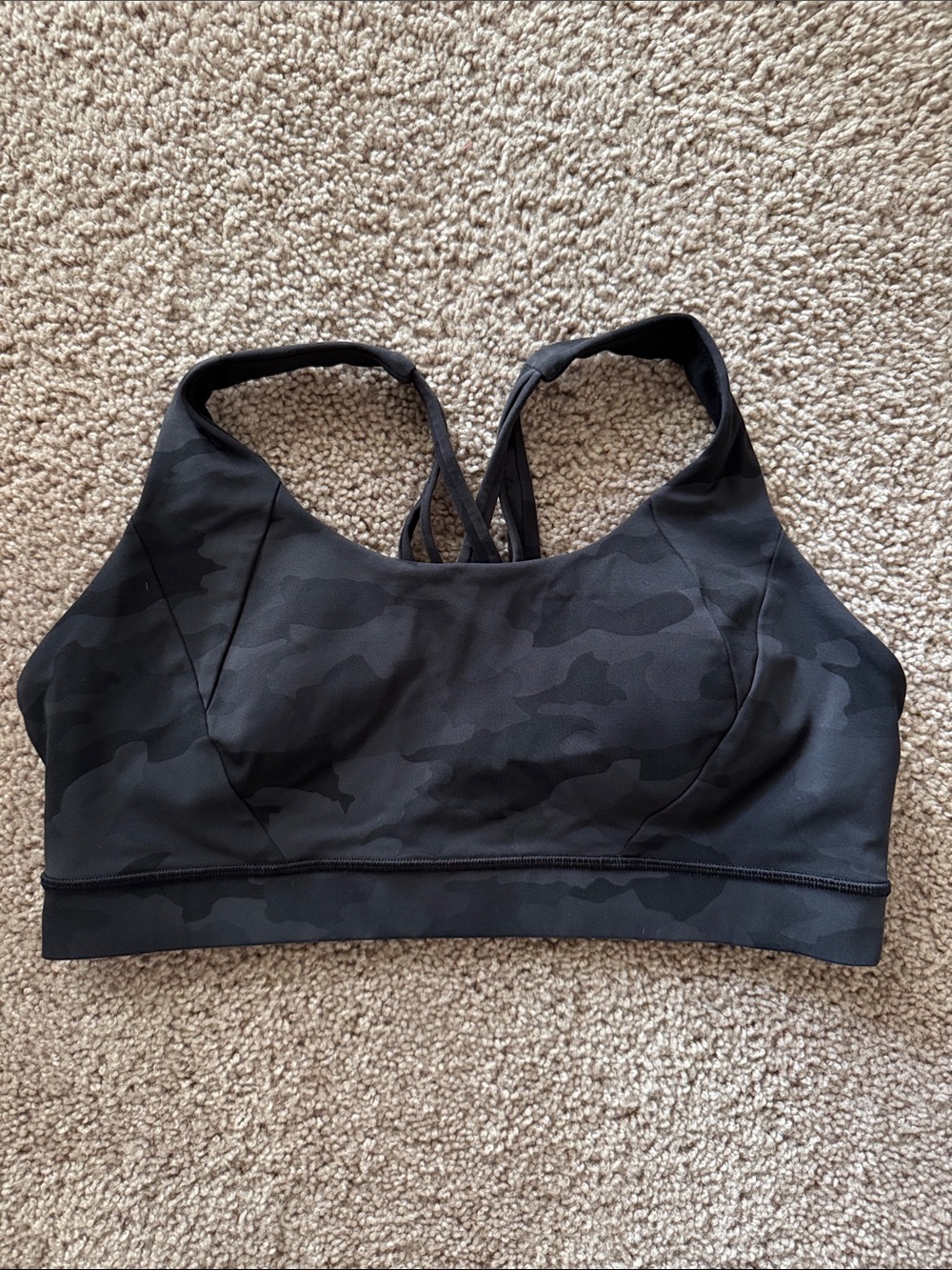 lululemon athletica Black Camo Strappy Sports Bra